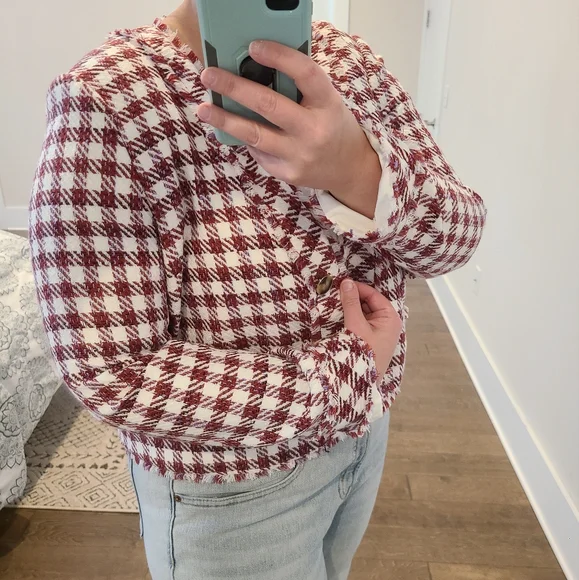 NWT Ann Taylor Cropped Tweed Fringe Blazer - Picture 2 of 8